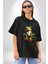 Frog Kurbağa Prens Pamuklu Bisiklet Yaka Kadın Erkek Oversize Boyfriend Dijital Baskılı Siyah T-Shirt 1
