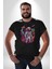 Ay Mars Astronot Kadın Erkek Unisex Siyah Organik Baskılı T-Shirt Penye Yüksek Kalite 1