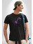 Renkli At Koşu Kadın Erkek Unisex Siyah Organik Baskılı T-Shirt Penye Yüksek Kalite 1