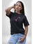 Renkli At Koşu Kadın Erkek Unisex Siyah Organik Baskılı T-Shirt Penye Yüksek Kalite 3