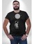 Astronot Ay Balon Kadın Erkek Unisex Siyah Organik Baskılı T-Shirt Penye Yüksek Kalite 1