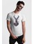 Geyik Kafası Yapraklar Kadın Erkek Unisex Beyaz Organik Baskılı T-Shirt Penye Yüksek Kalite 3