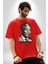 Nelson Mandela Pamuklu Bisiklet Yaka Kadın Erkek Oversize Boyfriend Dijital Baskılı Kırmızı T-Shirt 1