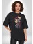 Naruto Shippuden Gaara Pamuklu Bisiklet Yaka Kadın Erkek Oversize Boyfriend Dijital Baskılı Siyah T-Shirt 2