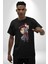 Naruto Shippuden Gaara Pamuklu Bisiklet Yaka Kadın Erkek Oversize Boyfriend Dijital Baskılı Siyah T-Shirt 5