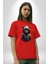 Hip Hop Gençlik Kedi Çeket Pamuklu Bisiklet Yaka Kadın Erkek Oversize Boyfriend Dijital Baskılı Kırmızı T-Shirt 3