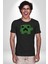 Minecraft Creeper Kadın Erkek Unisex Siyah Organik Baskılı T-Shirt Penye Yüksek Kalite 2