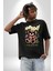 Bugün Değil Pamuklu Bisiklet Yaka Kadın Erkek Oversize Boyfriend Dijital Baskılı Siyah T-Shirt 5