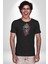 Renkli Kurukafa Kadın Erkek Unisex Siyah Organik Baskılı T-Shirt Penye Yüksek Kalite 4
