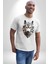 Beyaz Kurt Kafası Kadın Erkek Unisex Beyaz Organik Baskılı T-Shirt Penye Yüksek Kalite 5