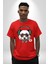 Kulaklıklı Hipster Portre Panda Pamuklu Bisiklet Yaka Kadın Erkek Oversize Boyfriend Dijital Baskılı Kırmızı T-Shirt 3