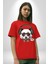 Kulaklıklı Hipster Portre Panda Pamuklu Bisiklet Yaka Kadın Erkek Oversize Boyfriend Dijital Baskılı Kırmızı T-Shirt 4