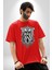Yarım Insan Yarım Leopar Mutant Leopar Kral Pamuklu Bisiklet Yaka Kadın Erkek Oversize Boyfriend Dijital Baskılı Kırmızı T-Shirt 1
