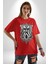 Yarım Insan Yarım Leopar Mutant Leopar Kral Pamuklu Bisiklet Yaka Kadın Erkek Oversize Boyfriend Dijital Baskılı Kırmızı T-Shirt 2