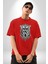 Yarım Insan Yarım Leopar Mutant Leopar Kral Pamuklu Bisiklet Yaka Kadın Erkek Oversize Boyfriend Dijital Baskılı Kırmızı T-Shirt 4