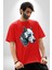 Robot Cyborg Köpek Doberman Pamuklu Bisiklet Yaka Kadın Erkek Oversize Boyfriend Dijital Baskılı Kırmızı T-Shirt 1