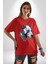Robot Cyborg Köpek Doberman Pamuklu Bisiklet Yaka Kadın Erkek Oversize Boyfriend Dijital Baskılı Kırmızı T-Shirt 2