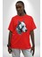 Robot Cyborg Köpek Doberman Pamuklu Bisiklet Yaka Kadın Erkek Oversize Boyfriend Dijital Baskılı Kırmızı T-Shirt 3