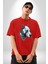 Robot Cyborg Köpek Doberman Pamuklu Bisiklet Yaka Kadın Erkek Oversize Boyfriend Dijital Baskılı Kırmızı T-Shirt 4