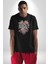 Porselen Çiçek Kalp Kadın Erkek Unisex Siyah Organik Baskılı T-Shirt Penye Yüksek Kalite 2