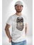 Kasket Bandana Motorcu Kedi Kadın Erkek Unisex Beyaz Organik Baskılı T-Shirt Penye Yüksek Kalite 5