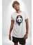 Kulaklık Ayı Panda Kadın Erkek Unisex Beyaz Organik Baskılı T-Shirt Penye Yüksek Kalite 3
