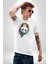 Kulaklık Ayı Panda Kadın Erkek Unisex Beyaz Organik Baskılı T-Shirt Penye Yüksek Kalite 4