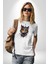 Meksikalı Alebrije Kedi Fütüristik Kedi Kadın Erkek Unisex Beyaz Organik Baskılı T-Shirt Penye Yüksek Kalite 5