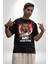 Basketbol Oyun Zamanı Pamuklu Bisiklet Yaka Kadın Erkek Oversize Boyfriend Dijital Baskılı Siyah T-Shirt 3