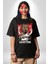 Basketbol Oyun Zamanı Pamuklu Bisiklet Yaka Kadın Erkek Oversize Boyfriend Dijital Baskılı Siyah T-Shirt 4