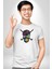 Korsan Kurukafa Kadın Erkek Unisex Beyaz Organik Baskılı T-Shirt Penye Yüksek Kalite 1