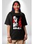 Anime Manga Style Attack On Titan Pamuklu Bisiklet Yaka Kadın Erkek Oversize Boyfriend Dijital Baskılı Siyah T-Shirt 4