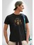 Maymun Altın Kulaklık Müzik Kadın Erkek Unisex Siyah Organik Baskılı T-Shirt Penye Yüksek Kalite 3