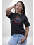 Renkli Kurt Kadın Erkek Unisex Siyah Organik Baskılı T-Shirt Penye Yüksek Kalite 2