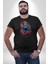 Renkli Kurt Kadın Erkek Unisex Siyah Organik Baskılı T-Shirt Penye Yüksek Kalite 3