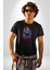 Renkli Kurt Kadın Erkek Unisex Siyah Organik Baskılı T-Shirt Penye Yüksek Kalite 4