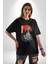 Tokyo Revengers Mikey Red Moon Pamuklu Bisiklet Yaka Kadın Erkek Oversize Boyfriend Dijital Baskılı Siyah T-Shirt 1