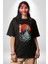 Tokyo Revengers Mikey Red Moon Pamuklu Bisiklet Yaka Kadın Erkek Oversize Boyfriend Dijital Baskılı Siyah T-Shirt 5