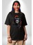 Asyalı Japon Samuray Savaşcı Pamuklu Bisiklet Yaka Kadın Erkek Oversize Boyfriend Dijital Baskılı Siyah T-Shirt 1