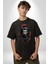 Asyalı Japon Samuray Savaşcı Pamuklu Bisiklet Yaka Kadın Erkek Oversize Boyfriend Dijital Baskılı Siyah T-Shirt 2
