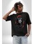 Asyalı Japon Samuray Savaşcı Pamuklu Bisiklet Yaka Kadın Erkek Oversize Boyfriend Dijital Baskılı Siyah T-Shirt 5