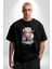 Koç Kadın Savaşcı Pamuklu Bisiklet Yaka Kadın Erkek Oversize Boyfriend Dijital Baskılı Siyah T-Shirt 1