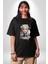 Koç Kadın Savaşcı Pamuklu Bisiklet Yaka Kadın Erkek Oversize Boyfriend Dijital Baskılı Siyah T-Shirt 5
