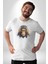 Maymun Altın Kulaklık Müzik Kadın Erkek Unisex Beyaz Organik Baskılı T-Shirt Penye Yüksek Kalite 1