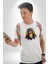 Maymun Altın Kulaklık Müzik Kadın Erkek Unisex Beyaz Organik Baskılı T-Shirt Penye Yüksek Kalite 2