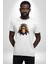 Maymun Altın Kulaklık Müzik Kadın Erkek Unisex Beyaz Organik Baskılı T-Shirt Penye Yüksek Kalite 4