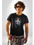 Kulaklık Ayı Panda Kadın Erkek Unisex Siyah Organik Baskılı T-Shirt Penye Yüksek Kalite 1