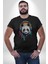 Kulaklık Ayı Panda Kadın Erkek Unisex Siyah Organik Baskılı T-Shirt Penye Yüksek Kalite 3