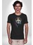 Kulaklık Ayı Panda Kadın Erkek Unisex Siyah Organik Baskılı T-Shirt Penye Yüksek Kalite 4