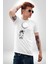 Astronot Ay Balon Kadın Erkek Unisex Beyaz Organik Baskılı T-Shirt Penye Yüksek Kalite 1